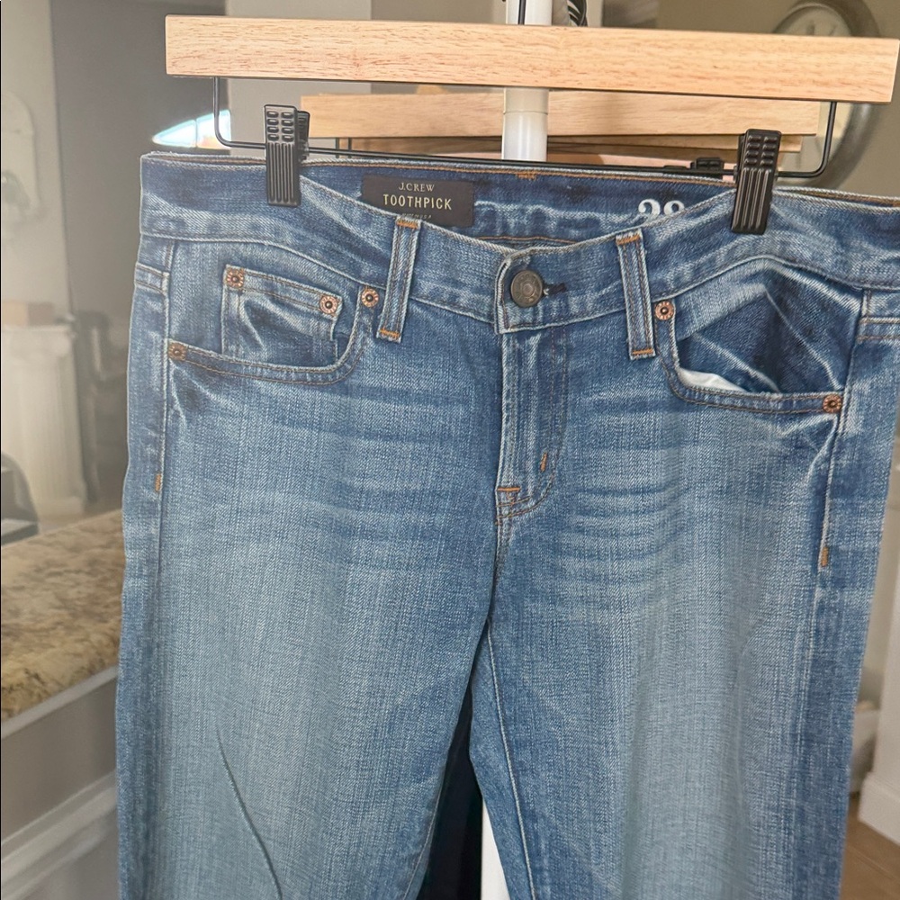 J. Crew Toothpick Straight-Leg Jeans in Medium Blue Wash